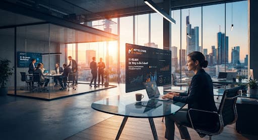 Modernes Büro mit warmem Morgenlicht